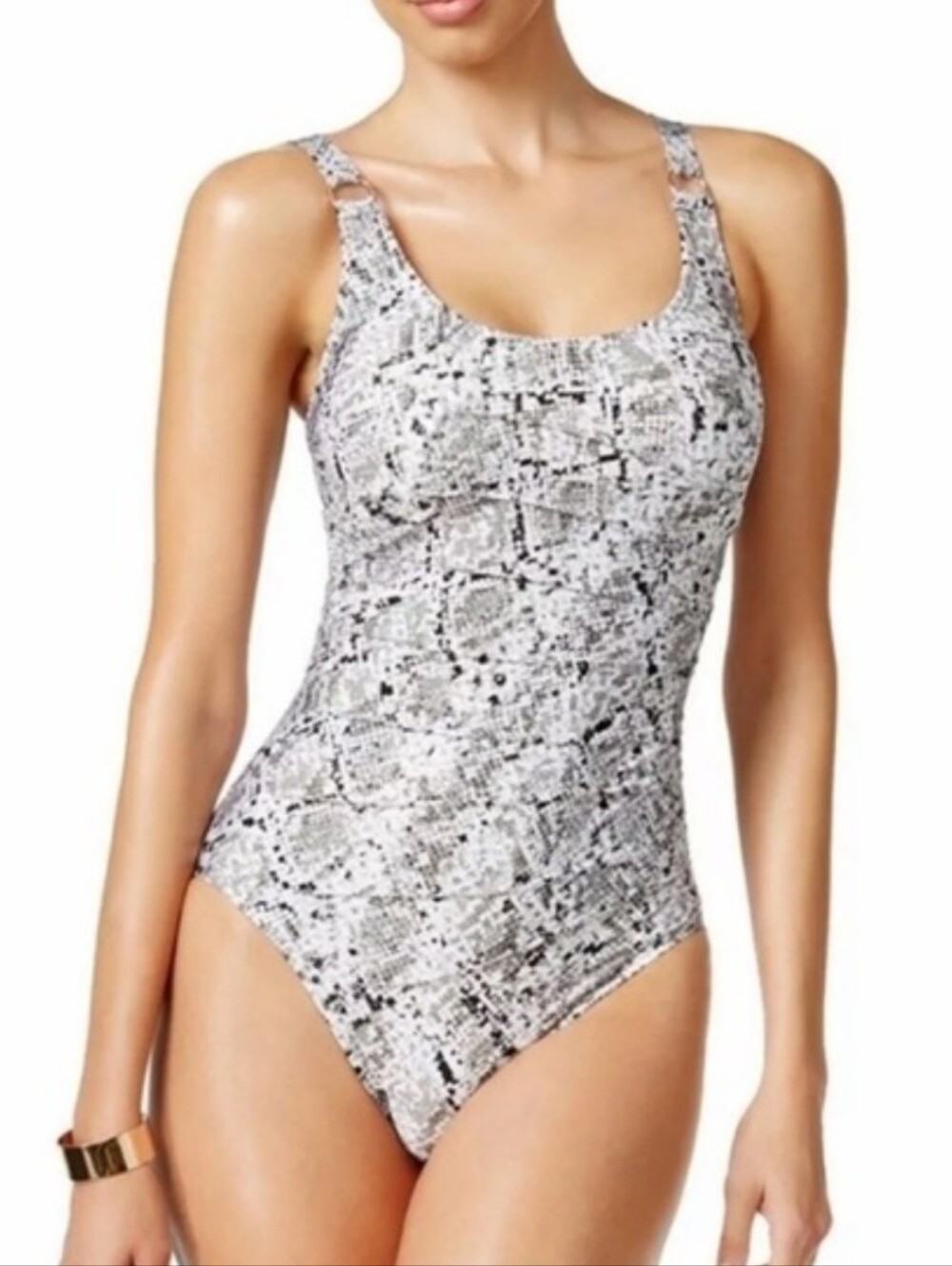 Calvin Klein Slate Snake-Print One-Piece Swimsuit